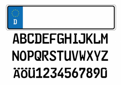 Deutschland Nummernschild mit möglichen Zeichen.